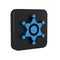 Blue Hexagram sheriff icon isolated on transparent background. Police badge icon. Black square button.