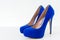 Blue high heel shoes