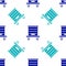 Blue Hive for bees icon isolated seamless pattern on white background. Beehive symbol. Apiary and beekeeping. Sweet