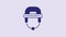Blue Hockey helmet icon isolated on purple background. 4K Video motion graphic animation