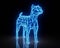 Blue Hologram Of Low Poly Dog With Relection