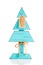Blue homemade wooden Christmas Tree with burlap gift label decor