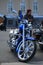 Blue Honda VT1300CX Fury motorcycle, front view