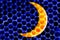 Blue honeycomb with yellow moon