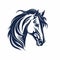 Blue Horse Head Logo: Detailed, Dark Blue Design With Strong Facial Expression