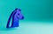 Blue Horse icon isolated on blue background. Animal symbol. Minimalism concept. 3D render illustration