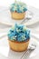 Blue hortensia cupcakes