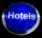 Blue Hotel Button For Travel 3d Rendering