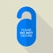 Blue hotel door tag icon, flat style
