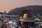 Blue hour image of famous Sardar Market and Ghanta ghar Clock tower in Jodhpur, Rajasthan, India. Mehrangarh fort or Jodhpur fort