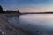 Blue hour on lake with stars