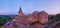 The blue hour panorama of Kamianets-Podilskyi Castle, Ukraine