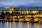 Blue hour shot of Charles Bridge and Prague Castle