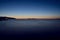Blue hour after sunset in mediterrean sea