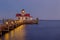 Blue hour at sunset over the Roanoke Marsh Lighthouse in Manteo