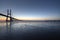 Blue hour at Vasco de Gama Bridge in Lisbon. Ponte Vasco de Gama, Lisboa, Portugal