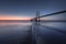 Blue hour at Vasco de Gama Bridge in Lisbon. Ponte Vasco de Gama, Lisboa, Portugal