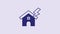 Blue House and lightning icon isolated on purple background. House with thunderbolt for house or property insurance