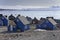 Blue houses in itoqqortoomiit in east greenland