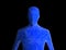 Blue human body isolated on black background. Artificial intelligence high-tech in digital computer technology concept.