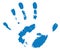 blue human handprint on white