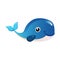 Blue humpback whale, sea creature. Colorful cartoon character