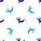 Blue Hunting horn icon isolated seamless pattern on white background. Vector