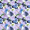 Blue hydrangea flowers, butterflies, bees. Seamless floral pattern. Watercolor.