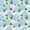 Blue hydrangea seamless pattern