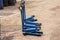 Blue hydraulic floor jack, Hydraulic car jack to lift car for change the wheel.