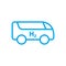 Blue hydrogen fuel bus line icon. Fuel cell vehicle. Sustainable alternative energy concept. H2 powered transportation.