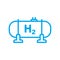 Blue hydrogen tank line icon. Hydrogen fuel storage. Industrial cylinder gas tank. Liquid or gas hydrogen. High pressure tank.