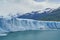 Blue ice of calving Perito Moreno Glacier in Glaciers national park in Patagonia