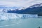 Blue ice of calving Perito Moreno Glacier in Glaciers national park in Patagonia