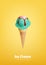 Blue Ice cream in the cone, mint, peppermint, Pour syrup, Vector