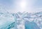 Blue ice hummocks Baikal stereographic panorama