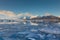 Blue ice lagoon with clear blur sky