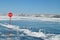 The blue ice of Lake Baikal. Baikal in winter. Transparent and clean ice of Lake Baikal.