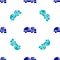 Blue Ice resurfacer icon isolated seamless pattern on white background. Ice resurfacing machine on rink. Cleaner for ice rink and