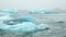 Blue Iceberg in Foggy Glacier Lagoon, Pure Nature in Iceland. Beautiful Natural Miracle in North Country. Blue Ice Is