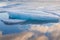 Blue icebergs floating in Jokulsarlon lagoon