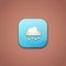 Blue icon with cloud. Button on brown background