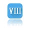 Blue icon with VIII roman numeral. With reflection