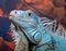 Blue Iguana Portrait With Vivid Texture In Artistic Studio Setting