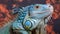 Blue Iguana Portrait With Vivid Texture In Artistic Studio Setting