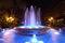 Blue illuminated fountain