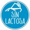 Blue illustration with the spanish word for lactose free - sin lactosa