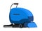 Blue industrial floor scrubber cleansing equipment isolated on white. Professional floor-washing machine. Cleaning