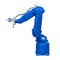 Blue industry robotic arm isolated included clipping path