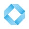 Blue infinite ribbon loop folded in a shape of rhombus. 3D-like vector symbol. Modern icon design